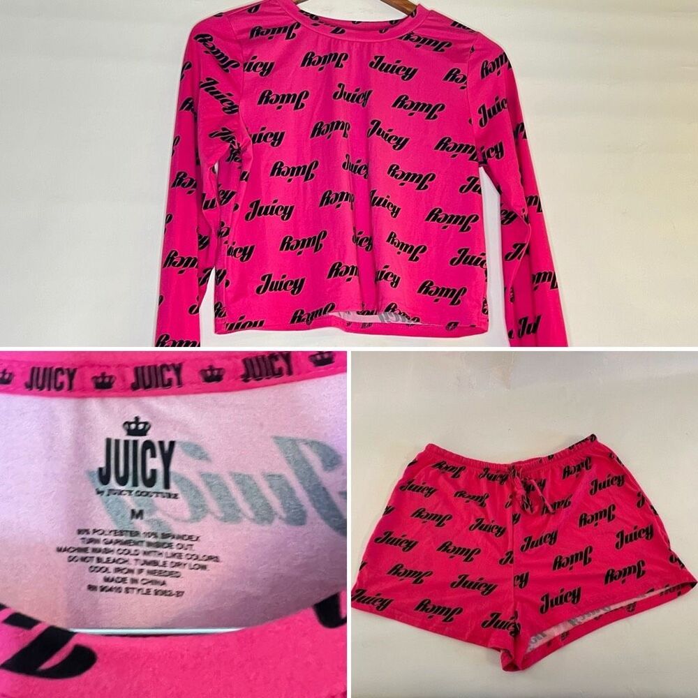 Cotton Shorts ~ JUICY by Juicy Coture ~ Pink W Black Writing ~ EUC